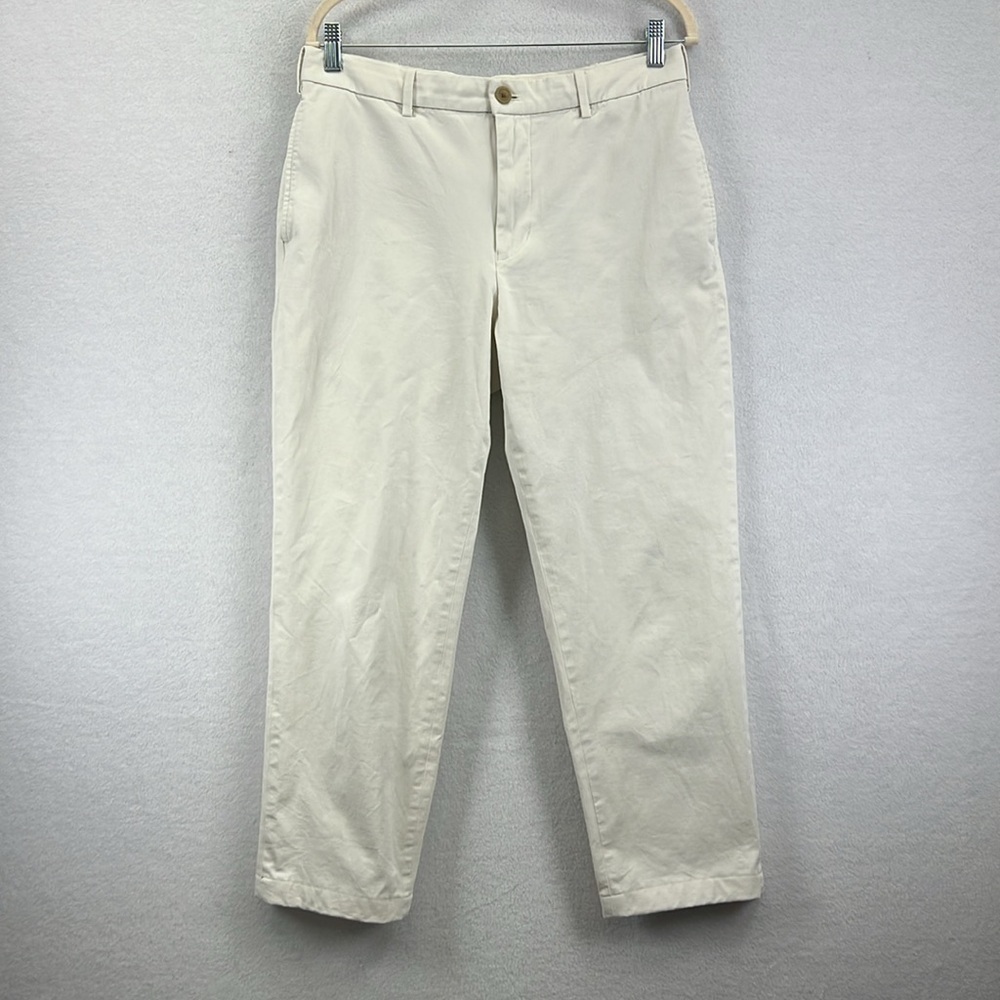 UNIQLO Women’s Ankle/Cropped Chinos Sz M Khaki Beige Cotton/Spandex EUC